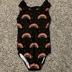Petite Hailey Girls Black Rainbow One Piece Swimsuit